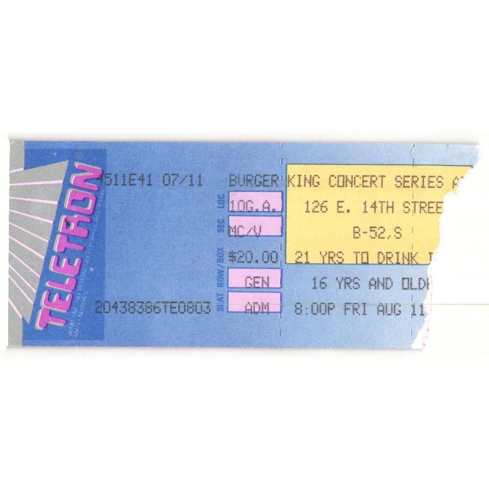 Vintage 1989 B-52s Concert Ticket Stub New York NY